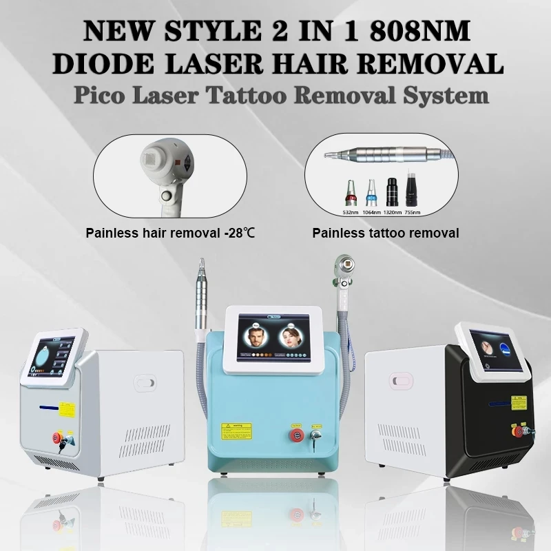 

2022 Newest Professional 2 In 1 755 808 1064nm Diode Laser Hair Removal Skin Rejuvenation & Pico Tattoo Removal Beauty Machine
