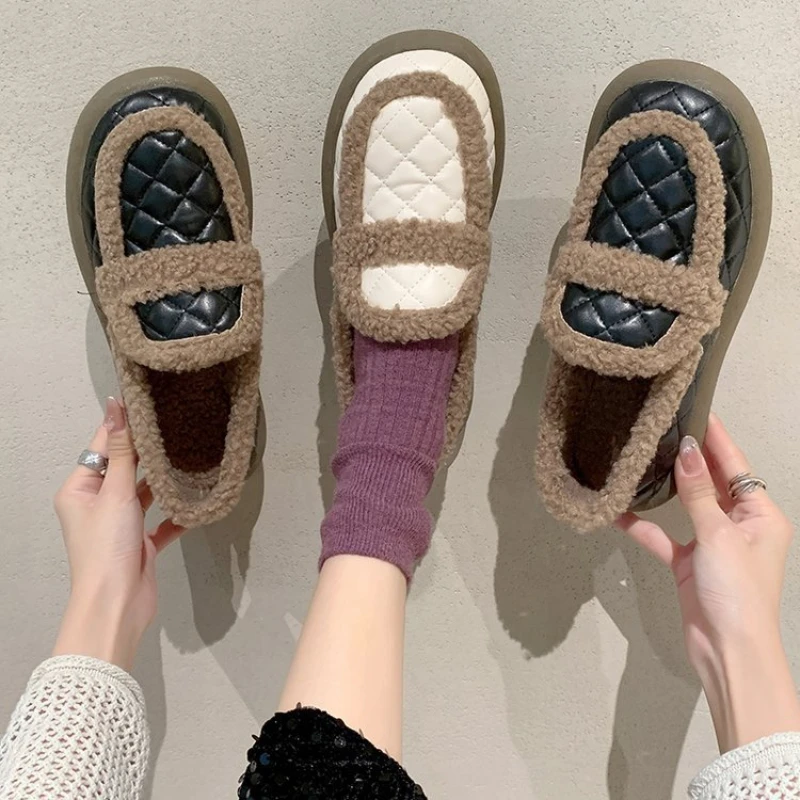 

Plush Warm Plush Shoes 2023 Autumn and Winter New Evening Breeze Gentle Retro Slip-on Loafers
