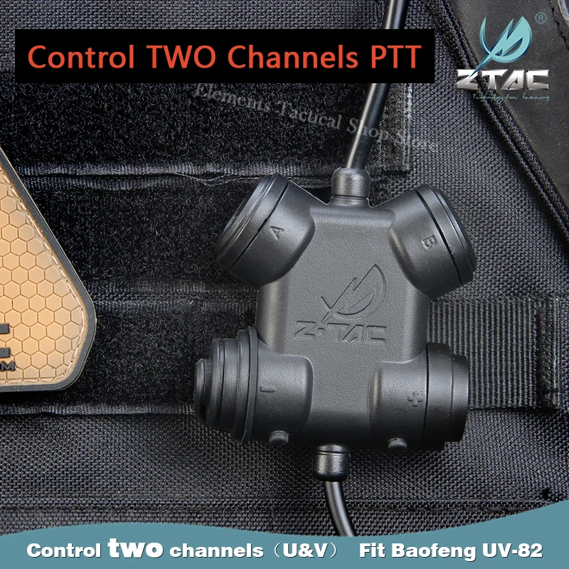 Z-TAC Tactical Dual PTT Softai Accessories Headphones Military Airsoft Headset For Hunting Shooting Walkie-Talkies Baofeng UV82