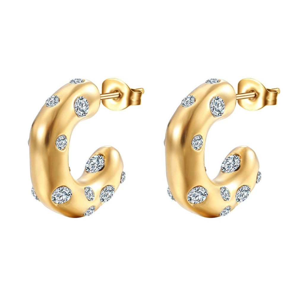 

Stainless Steel Studded Earrings Light Luxury Style Women's Temperament Titanium Steel Earrings Trend Earrings
