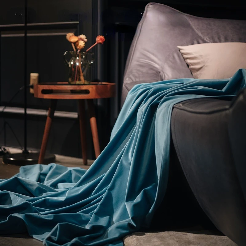 

Nordic Light Luxury Velvet Curtains for Living Room Bedroom Full Blackout Insulation Floor-to-ceiling Windows Solid Color Ycy