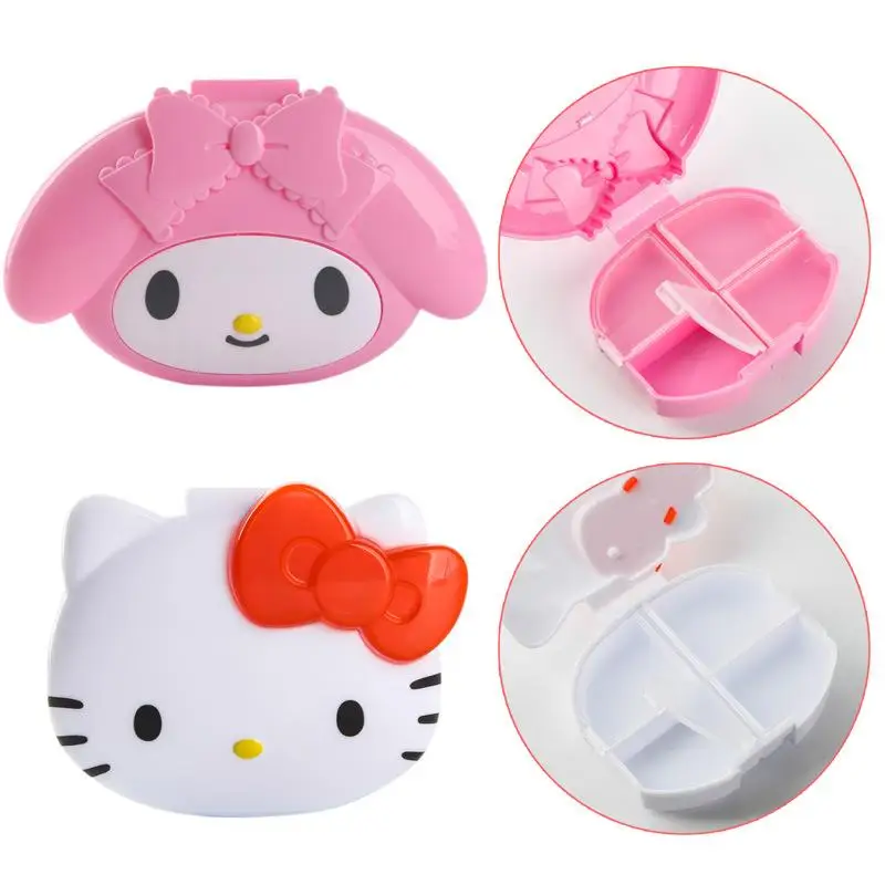Kawaii Sanrios аниме Мелодия Hello Kitty портативный контейнер для лекарств дорожный