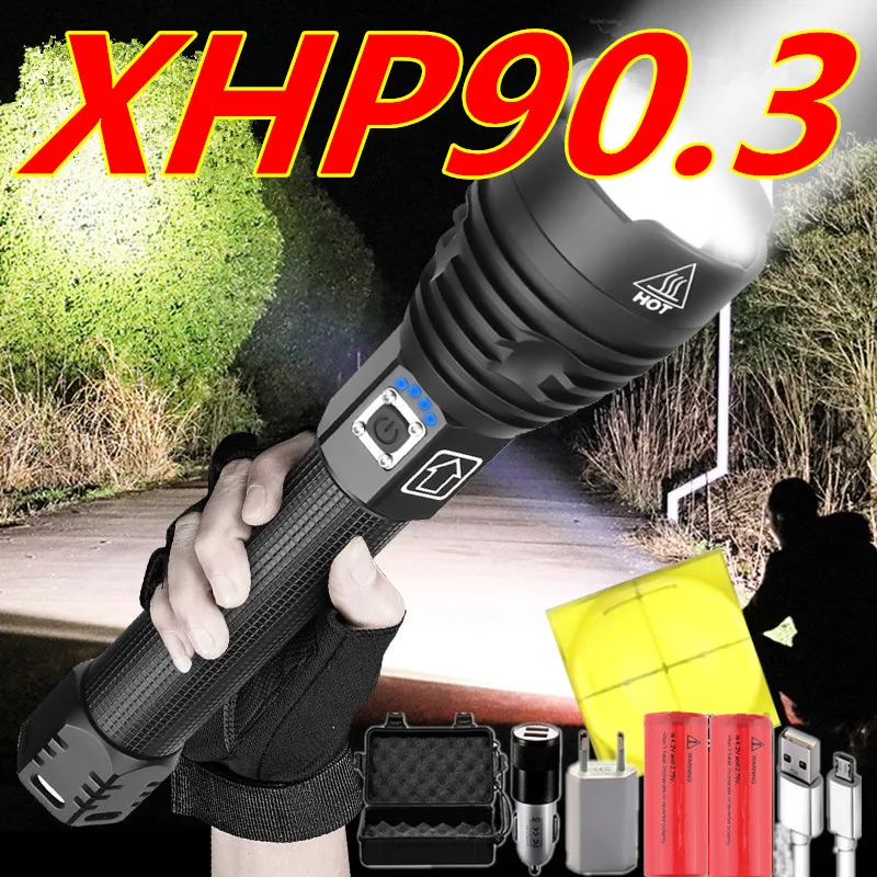 

NEW 350000 Glare XHP90.3 Most Powerful LED Flashlight 18650 OR 26650 USB LED Torch XHP70.2 XHP50 Lantern Hunting Lamp Hand Light