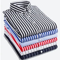 2022 mens business casual shirts 34 sleeve striped slim fit shirts single breasted shirts