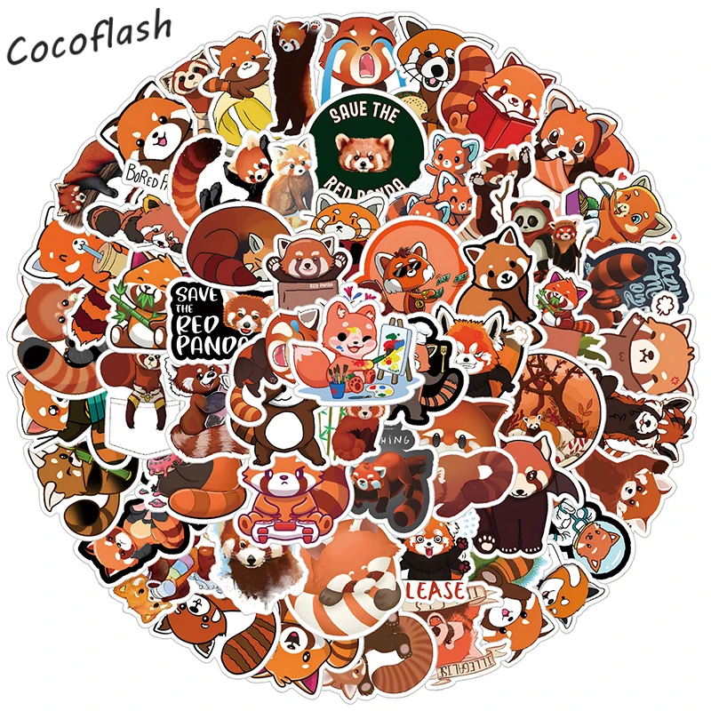 

10/62PCS/set Red Panda Red Cat-bear Cartoon Cute Pet Animals Graffiti Stickers For Laptop Luggage Phone Kids DIY Skateboard
