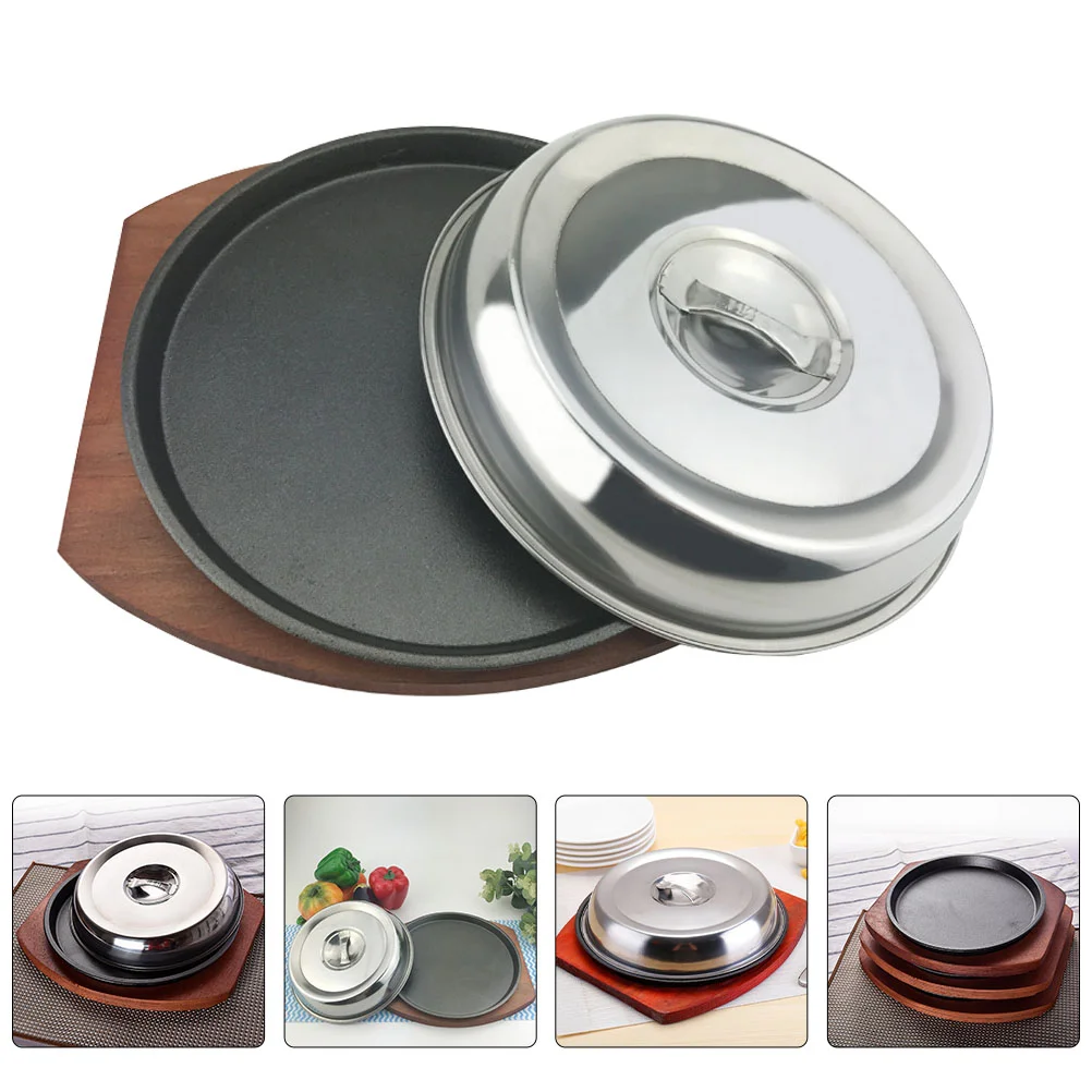 

Western Food Cover Practical Grilling Plate Steak Teppanyaki Tray Roasting Non Stick Frying Barbecue Griddle Server Disk Beef