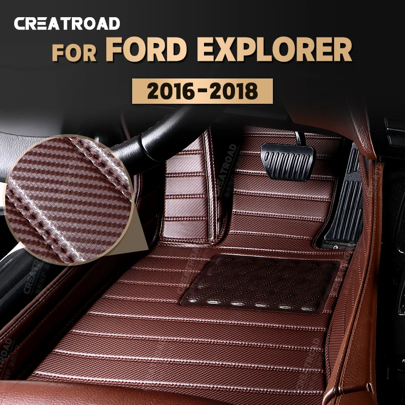 

Напольные коврики из углеродного волокна на заказ для Ford Explorer 2016 2017 2018, коврик для ног, аксессуары для интерьера автомобиля