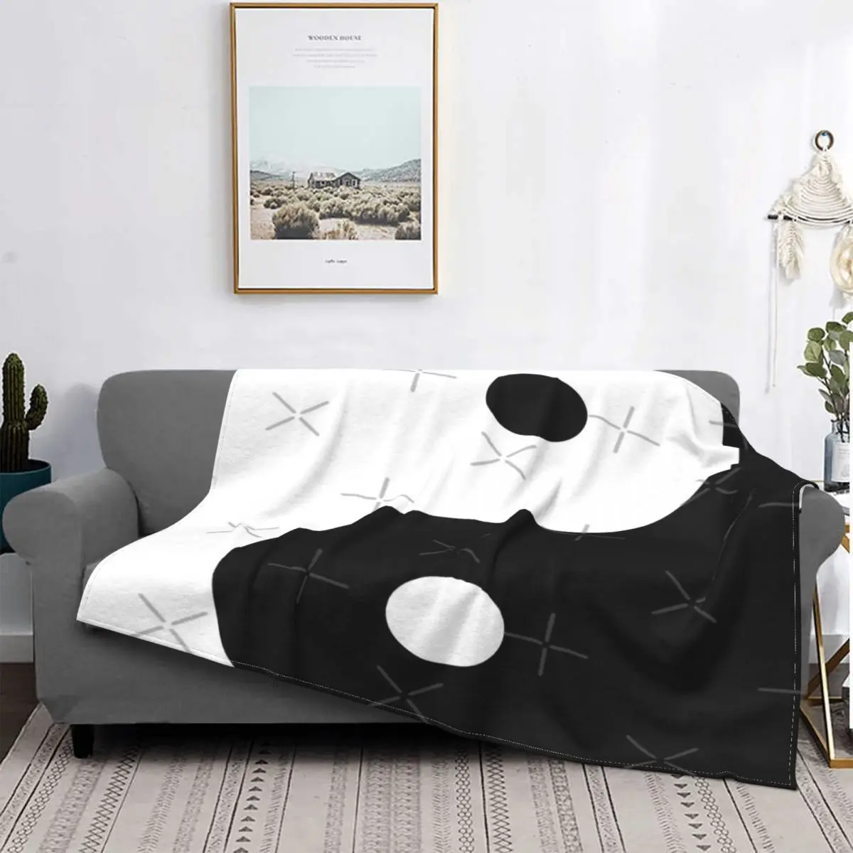 

Manta a cuadros Yin Yang para cama, colcha a cuadros, Picnic, manta de verano, colchas para camas