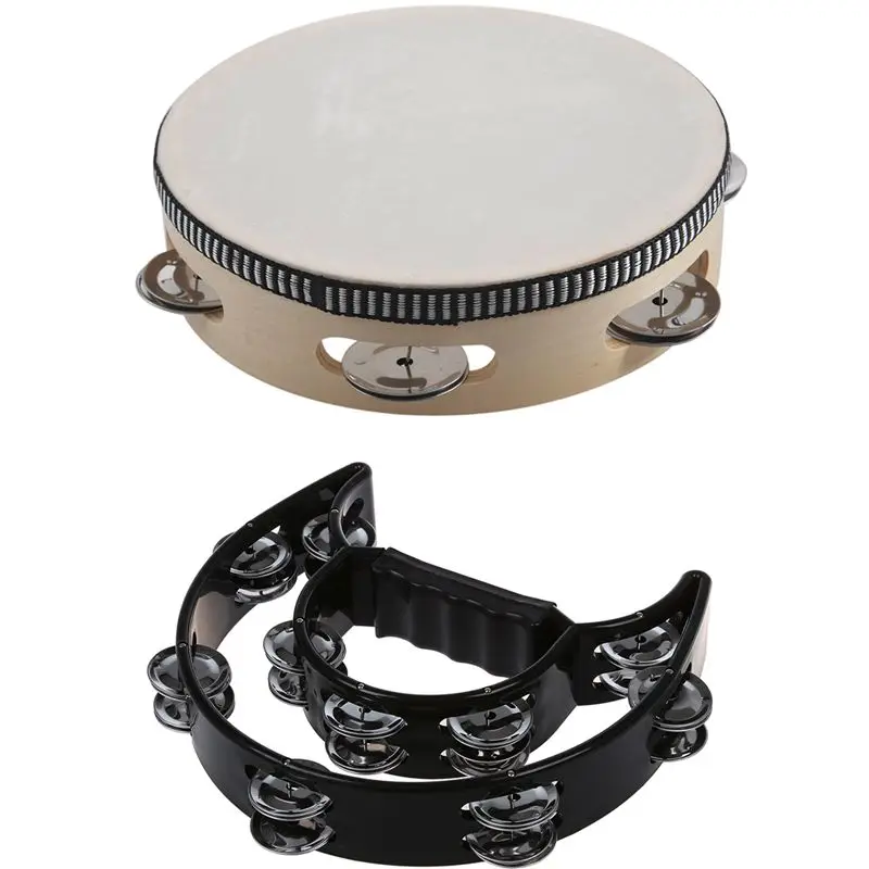

Musical Double Half Moon Tambourine Drum Kit With 7 Inch Musical Tambourine Tamborine Drum Round