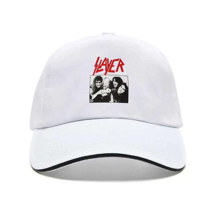 

SLAYER BAND WHITE Bill Hat DAVE LOMBARDO JEFF HANNEMAN TOM ARAYA KERRY KING 2022 Latest Baseball Cap Baseball Cap Men 100% Cotto