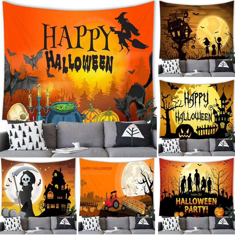 

Украшение на Хэллоуин, гобелен на стену, гобелен на Хэллоуин, демон, тыква, зомби, украшение для вечерние НКИ, дома, фоновое украшение, Настен...