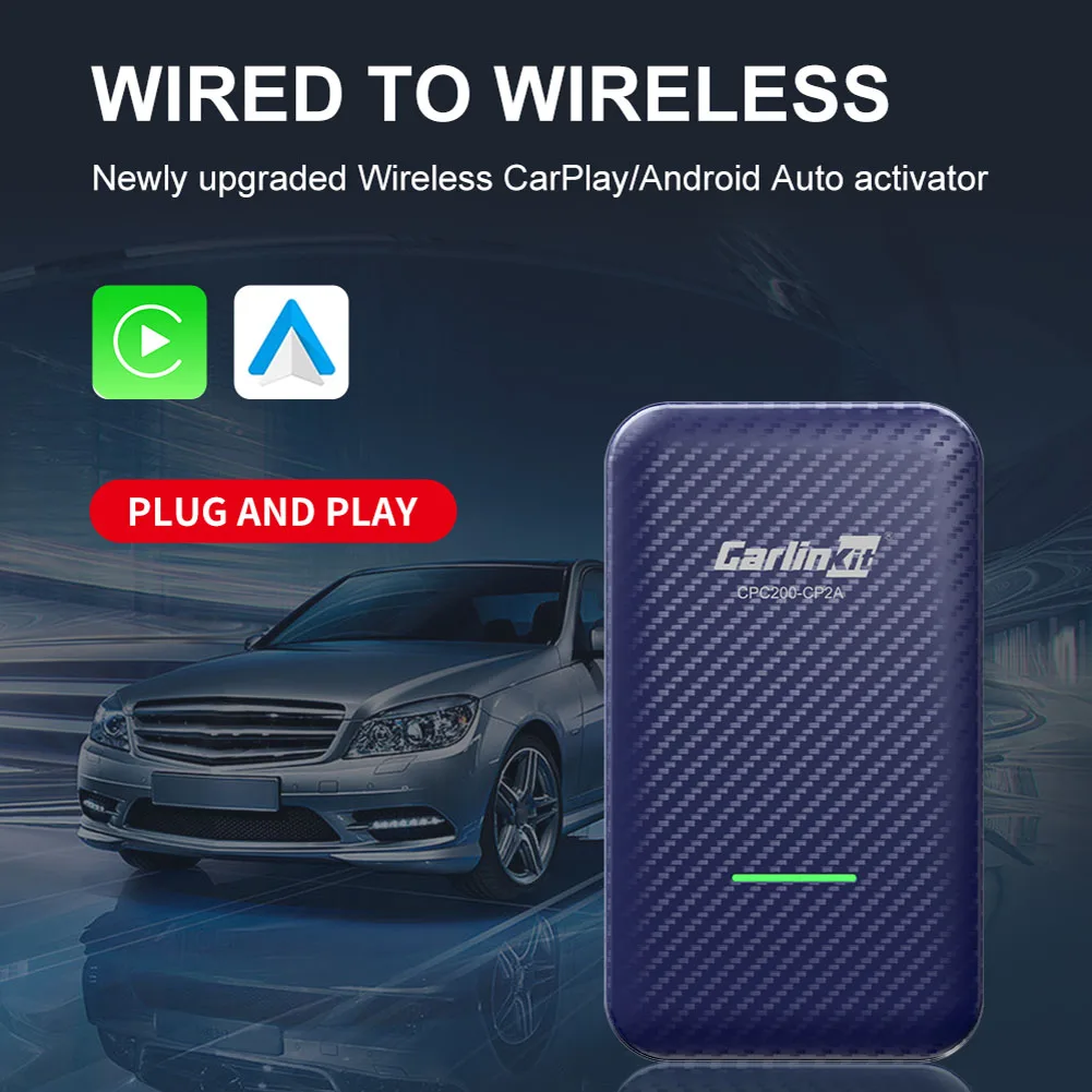 Carlinkit 4.0 for Wired to Wireless CarPlay Adapter Android Auto Box Dongle Car Multimedia Player Activator Accessories Blue