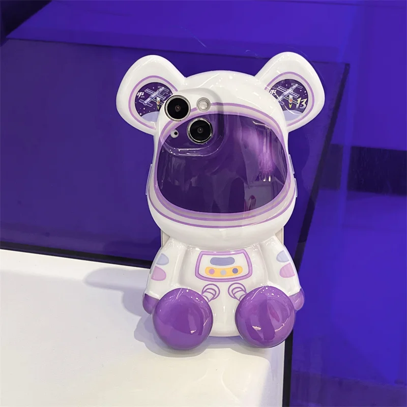 

Fashion Luxury Cute 3D Spaceman Phone Cases For iphone 13 12 Pro 11 XS Max XR X IMD Anticollision Antislip Lovely Back Cover