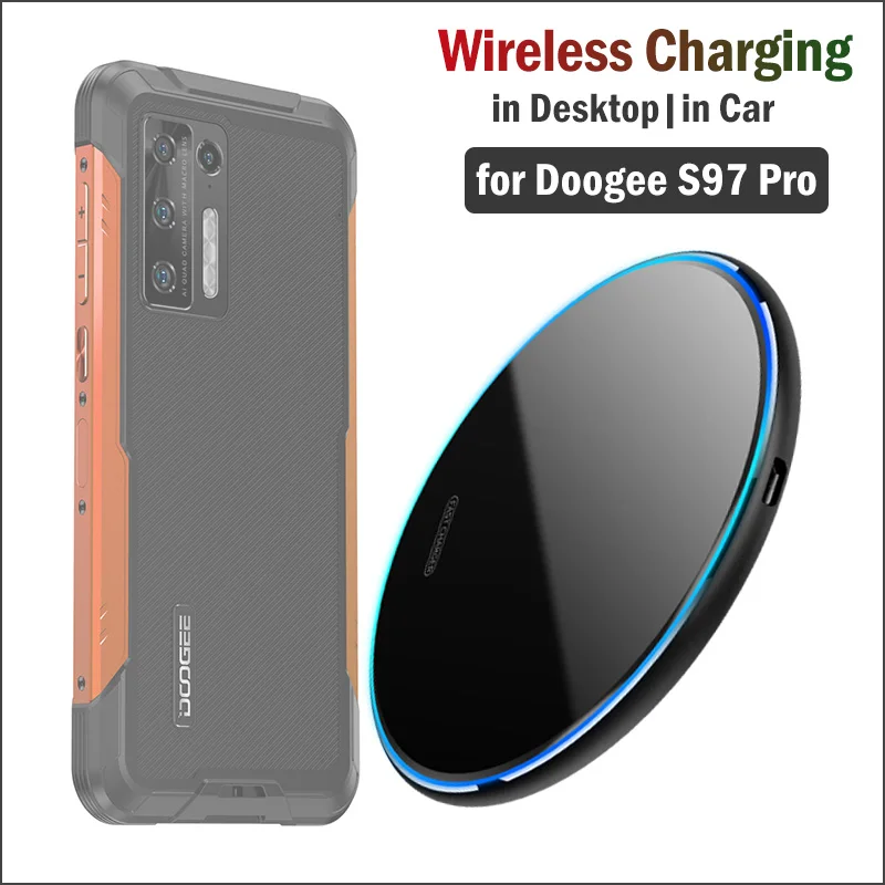 10w fast qi wireless charging for doogee s97 pro rugged smartphone wireless charger car charging station phone holder stand free global shipping