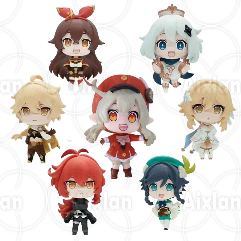 

Аниме-фигурки из аниме «Q Genshin Impact Paimon GanYu Ver Girl», жесткие экшн-модели из ПВХ, коллекционные игрушки, куклы, подарки, 7 шт.