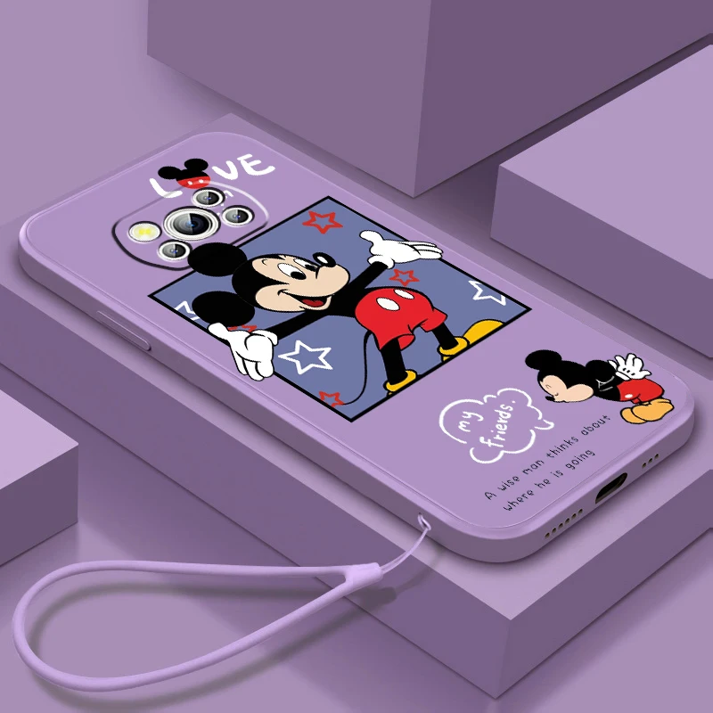

Luxury Mickey Minnie Mouse Liquid Rope Funda Phone Case For Xiaomi Mi Poco X4 X3 C40 C3 M4 M3 F4 F3 GT Pro NFC 5G Soft Cover