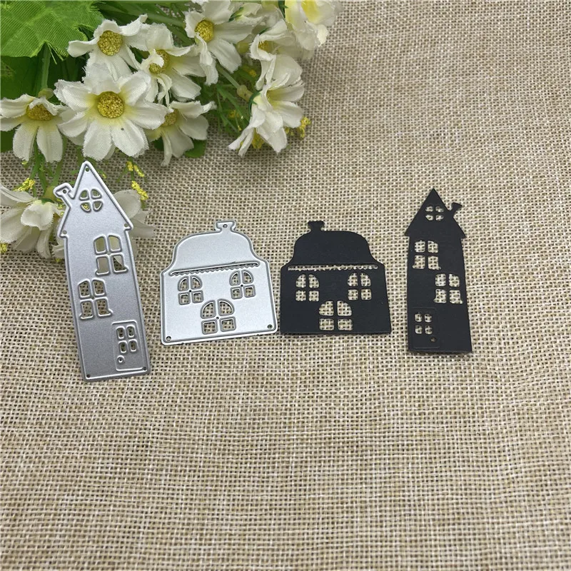 

2pcs House Metal cutting dies mold Round hole label tag Scrapbook paper craft knife mould blade punch stencils dies