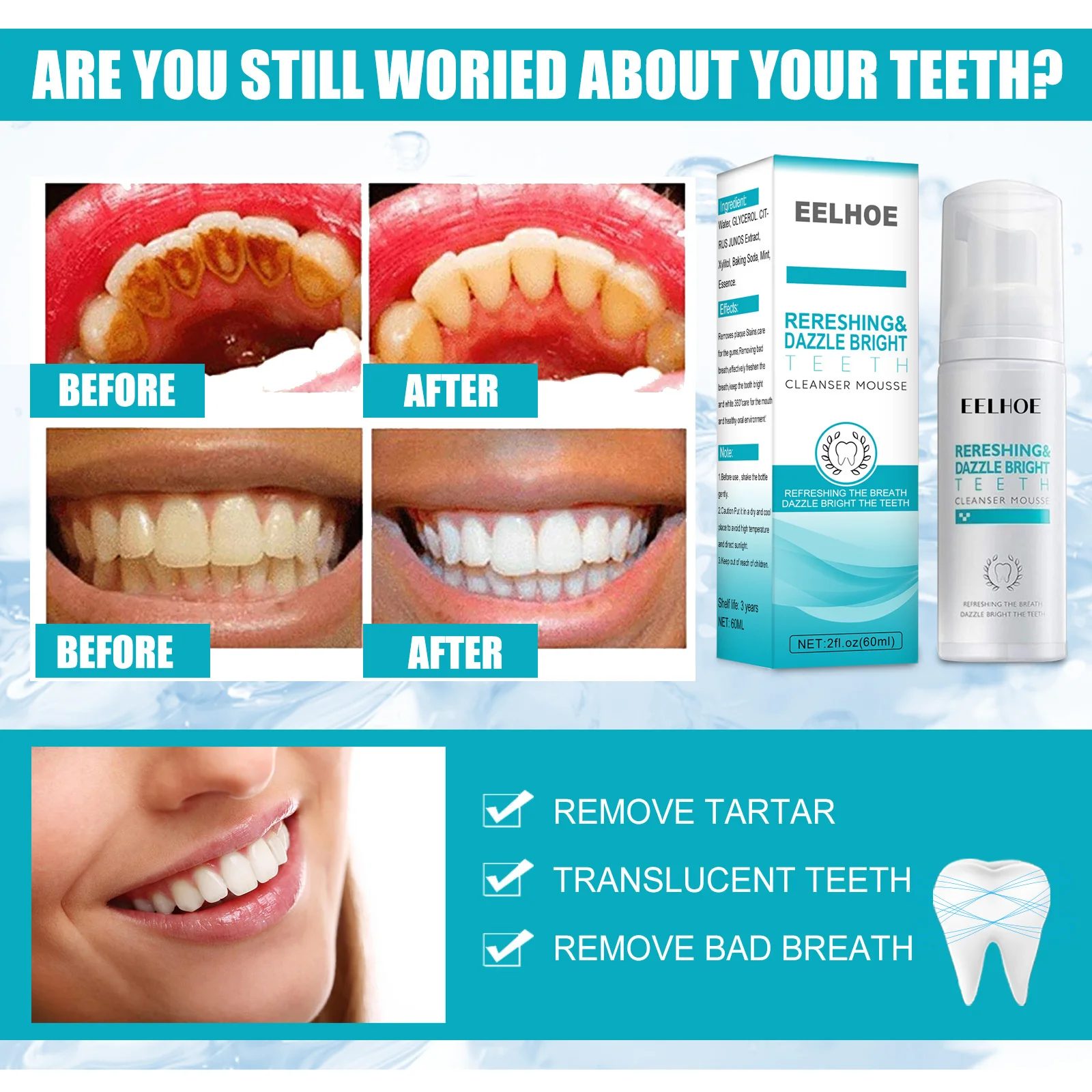 

Foam Toothpaste Deep Cleansing Whitening Freshen Breath Whiten Teeth Dissolve Tooth Stains And Clean Oral Hygiene Dental Care