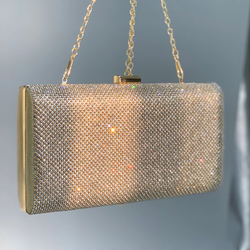 Y2K Classic Hasp Design Female Purse Chic Glitter Rhinestone Decoration Handbag Women Party Elegant Metallic Wallets