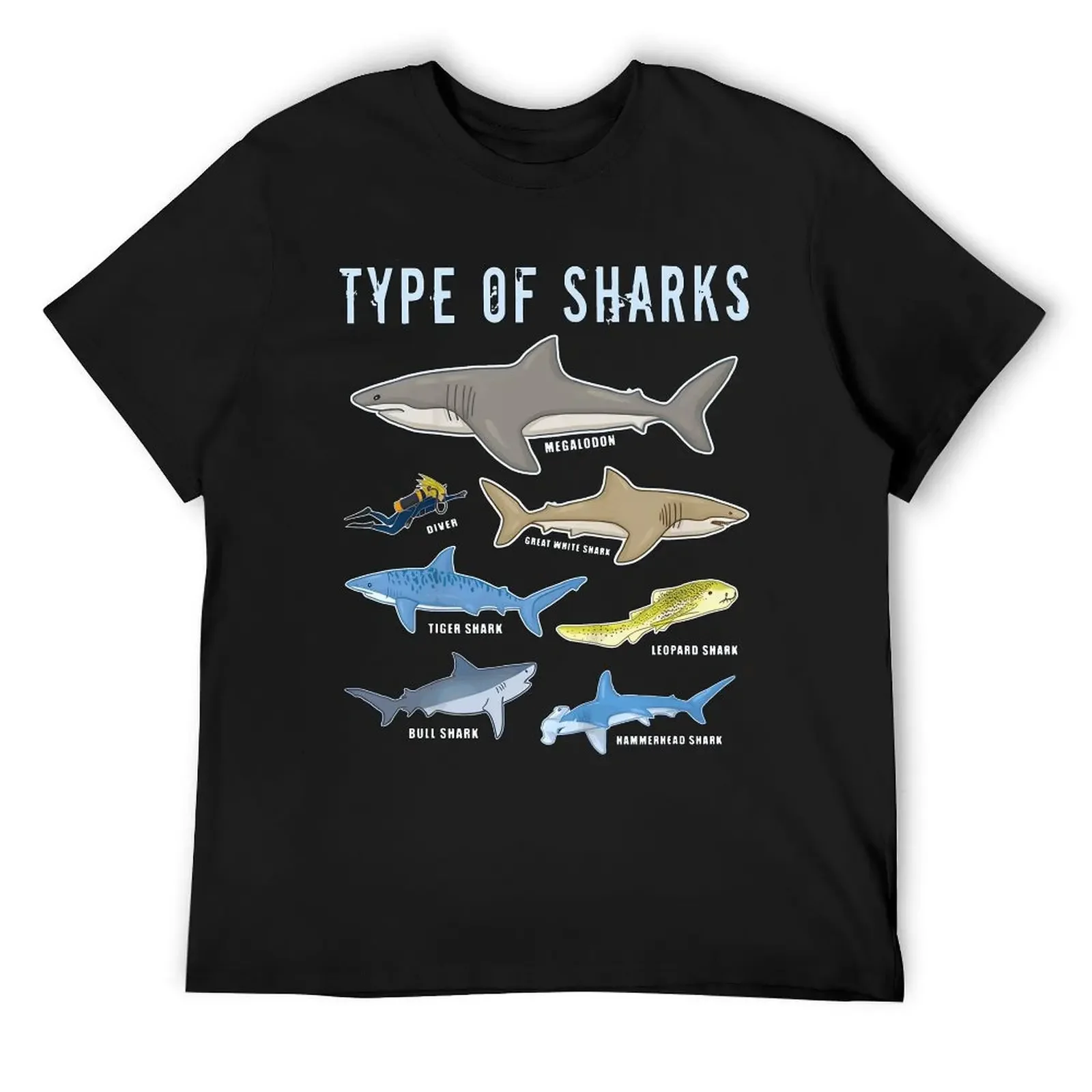 Футболка мужская с принтом акул 6 хлопок коротким рукавом морских существ