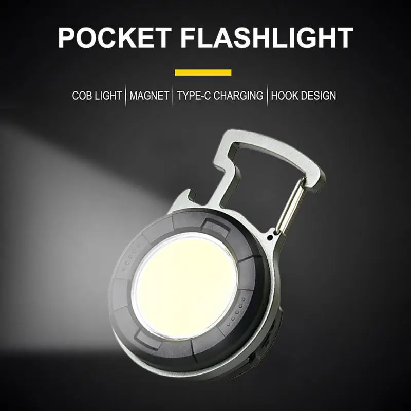 

Карманный светодиодный мини-фонарик с COB матрицей, рабочий светильник с USB-зарядкой, переноссветильник фонарик с брелоками, штопор, уличный ...