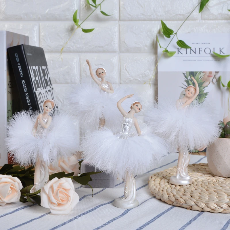 

European Car Ballet Girl Cake Decoration Dancing Doll Resin Ornaments Home Children Room Figurines Crafts Store Cafe Accessories
