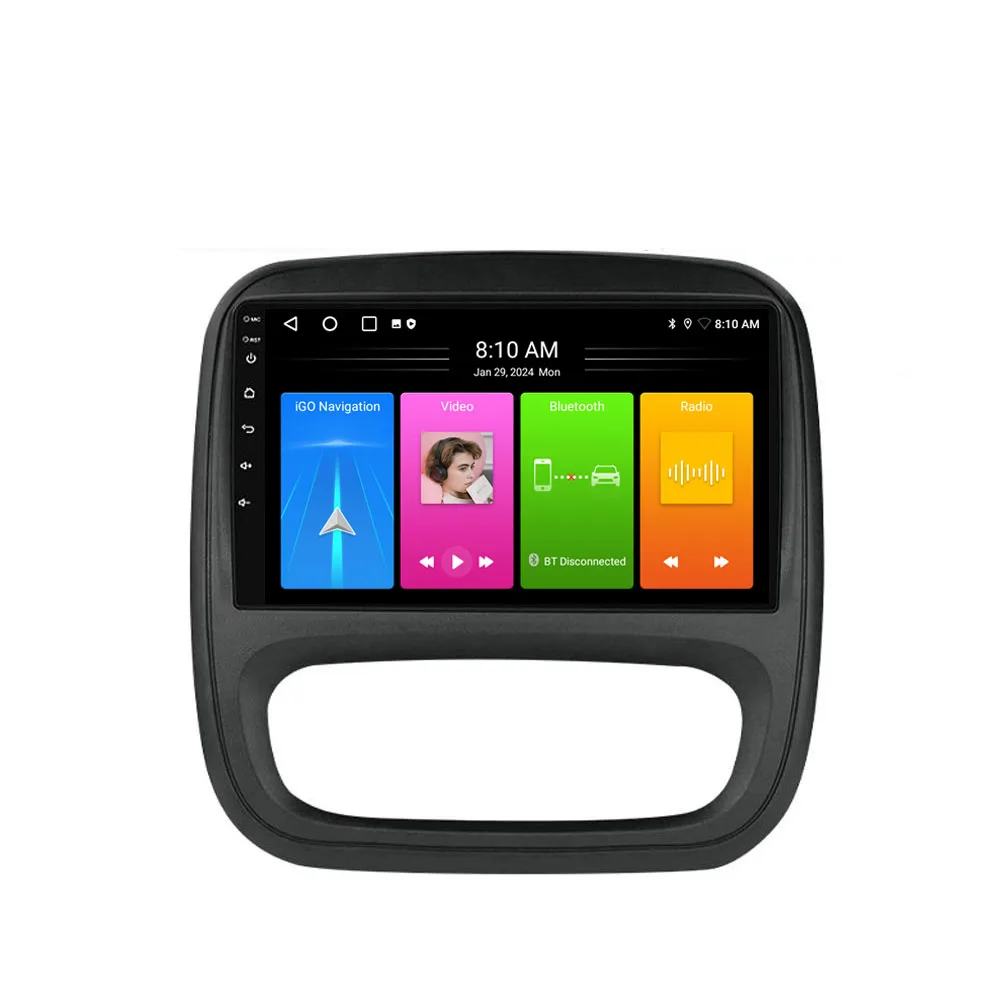 Фото Автомагнитола Android с CarPlay, GPS-навигацией и HD-камерой заднего вида для Nissan Primastar (дизель, бензин), шасси FWD X83 CAIXA №1