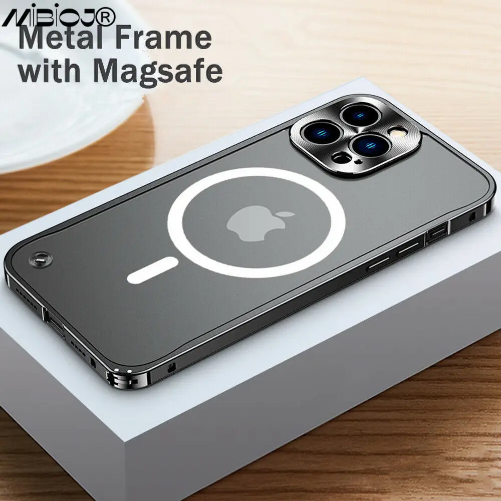 Metal 360 Magnetic Built in Screen Camera Protect For iPhone 14 13 12 Pro Max Case Safety Locks Glass Funda Luxury Phone Cover
