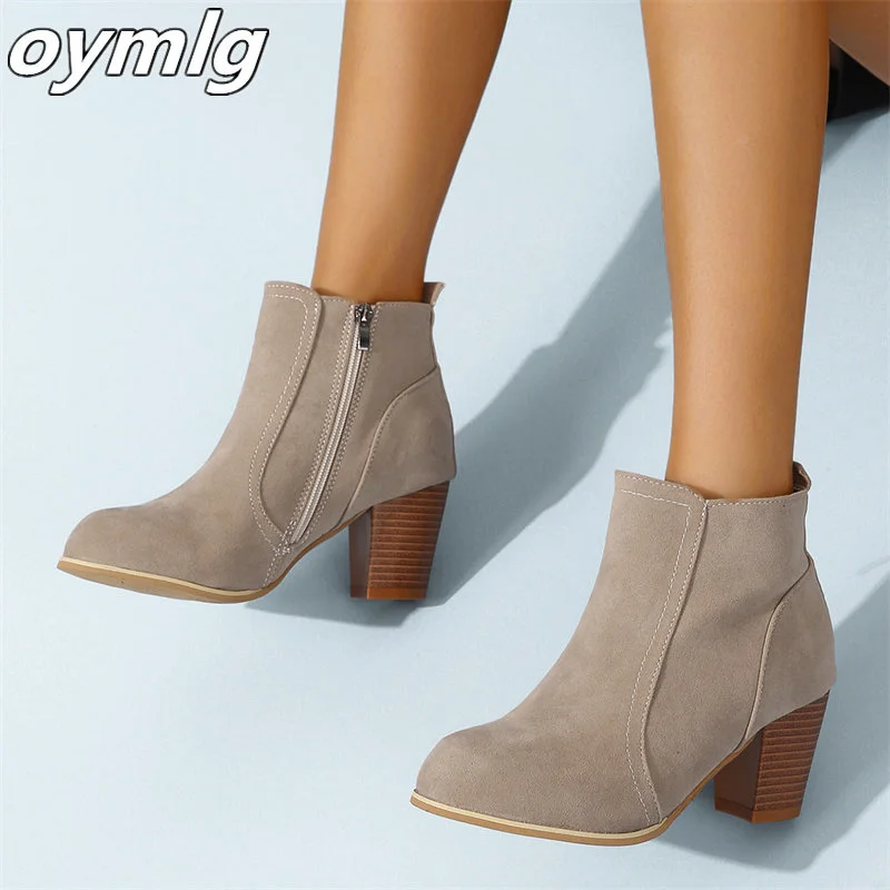 

Женские замшевые ботильоны на толстой подошве, Размеры 35-41