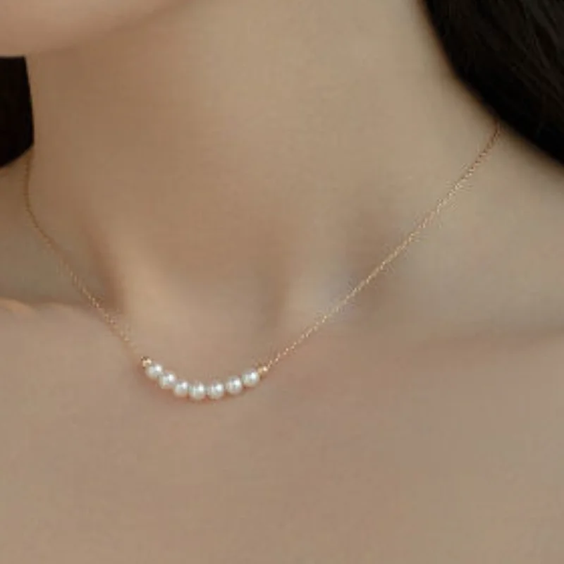 Draweye Pearls Necklaces for Women Simple Elegant Summer Korean Fashion Jewelry Ins New Vintage Simple Pendant Necklace