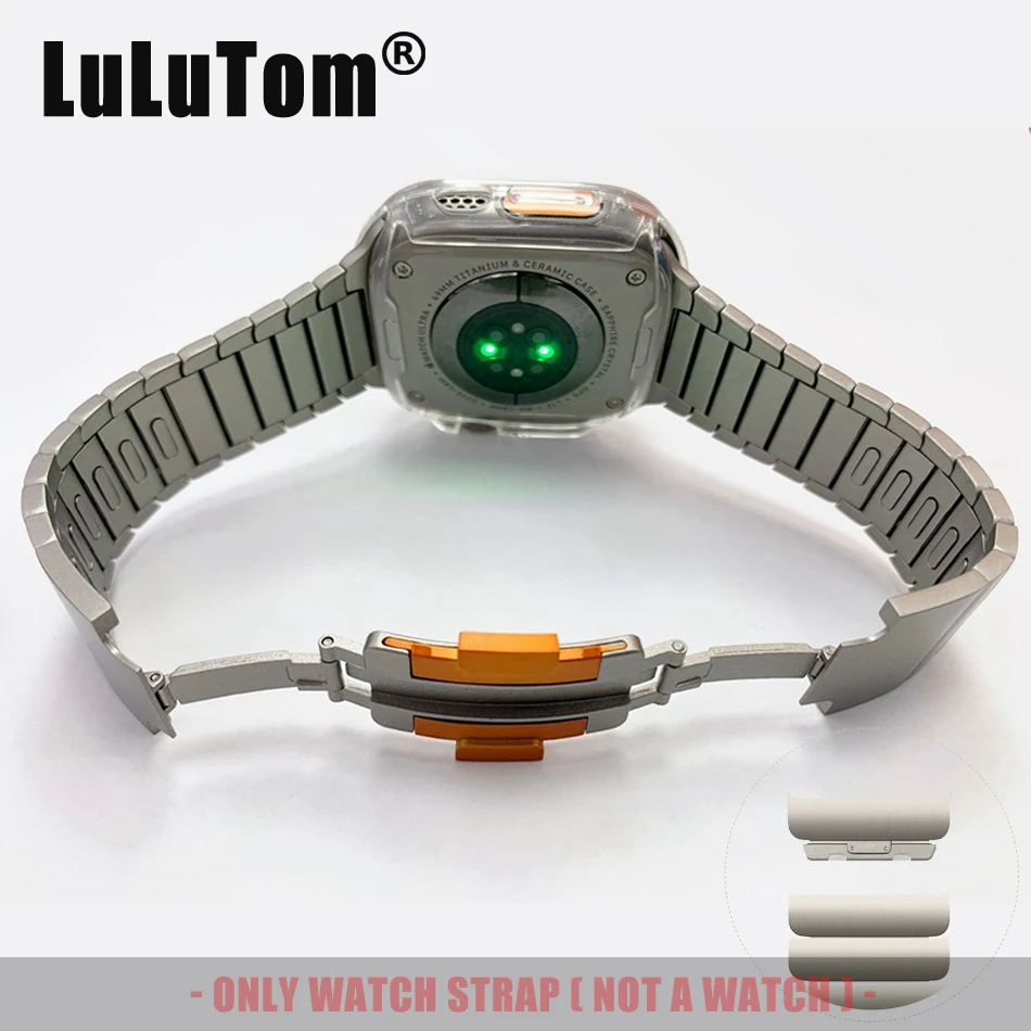 Фото Ремешок из нержавеющей стали для Apple Watch 11 10 9 8 7 6 5 SE 4 3 Ultra с кнопочной застежкой, для Iwatch 38 40 41 42 44 45 46 49 мм №1