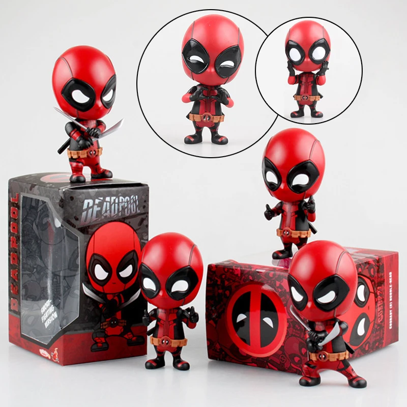 

10cm Deadpool Figure Toy Sword Fighting Version Gesturing Ver Cosbaby Bobble Head Model Dolls Car Decoration Model Toy