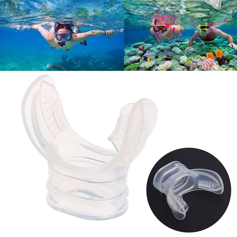 

Diving Snorkeling Mouthpiece Pack Clear Regulator with Hose Holder Clip