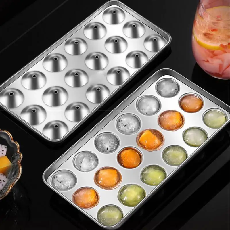 

Ice Hockey Production 304 Ice Tray Easy Demoulding Home And Bar Jelly Mold Tray 304 Stainless Steel Kitchen Accessories