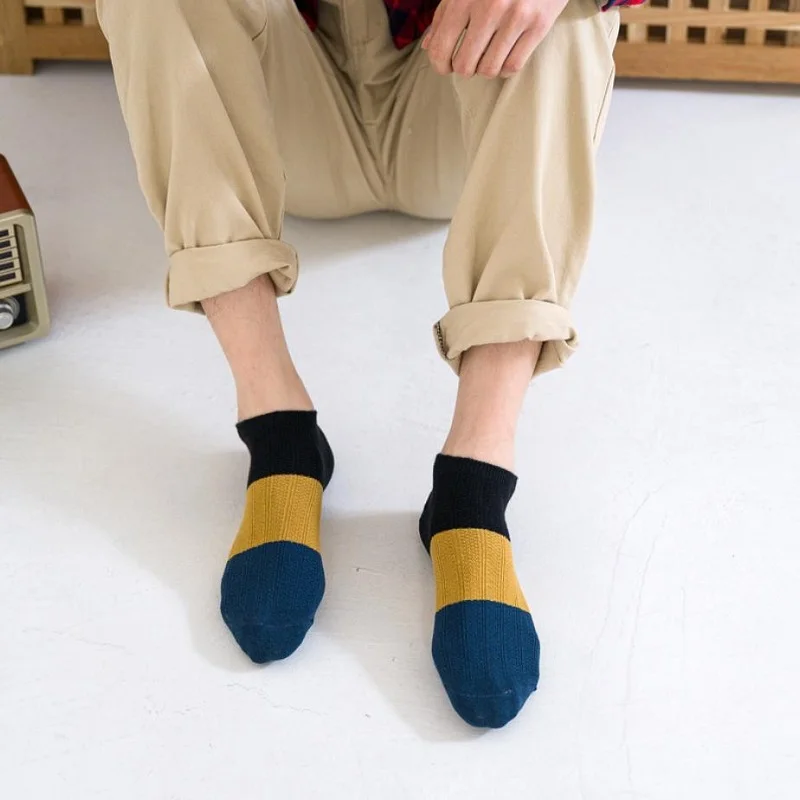 5 Pairs Cotton Men Socks Fashion Soft Breathable Mesh Casual Ankle Socks Outdoor Sport Travel Socks Simple Male Street Style