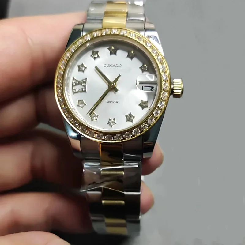 

Женские Механические часы с сапфировым стеклом, роскошные Брендовые Часы из нержавеющей стали 316L с белым циферблатом, 31 мм, новинка 2022