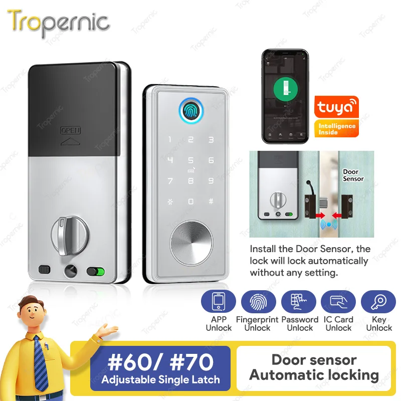 Электронный замок Smart Door Lock Deadbolt Digital Tuya Wifi App Fingerprint Keyless Entry Keypad Electronic Locks