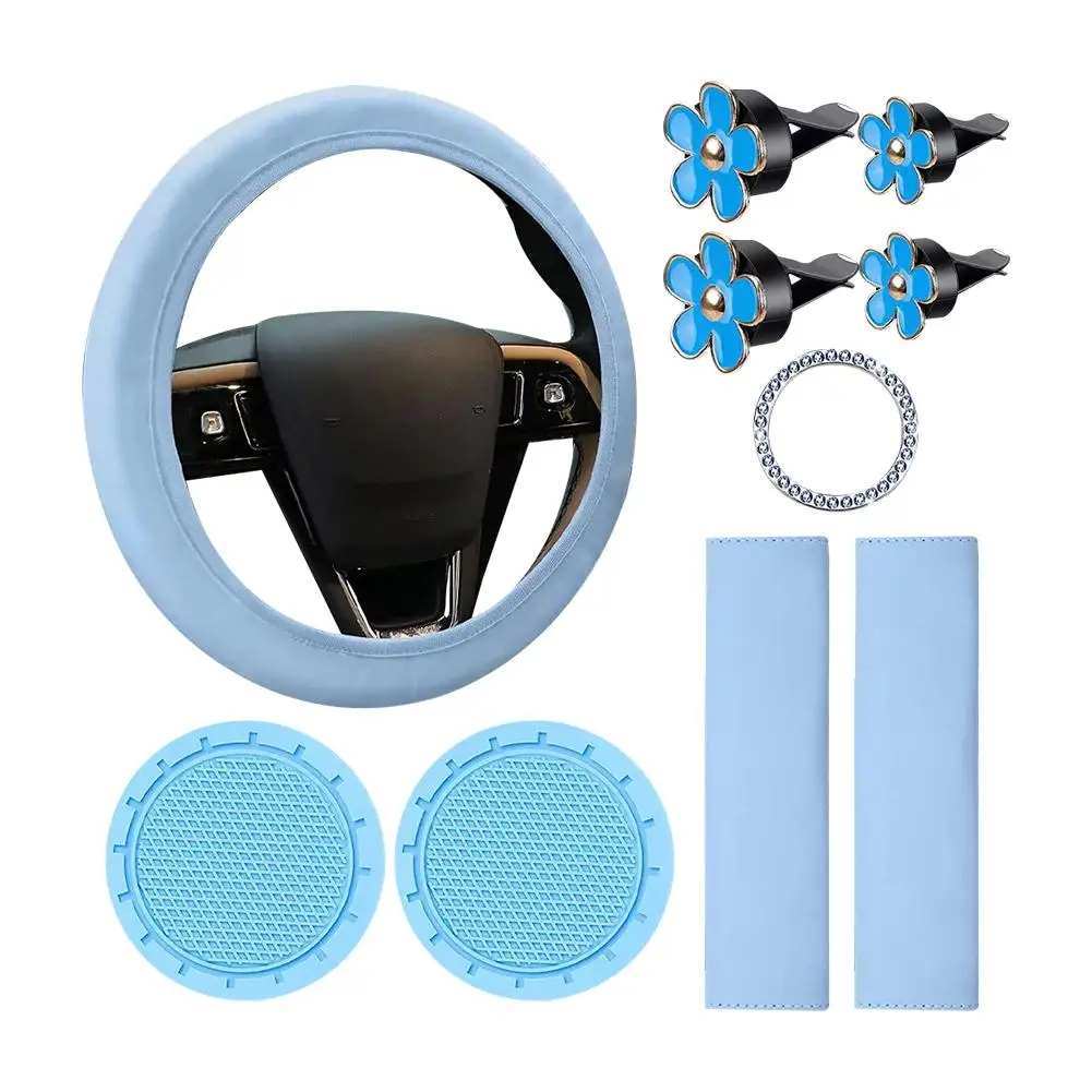 10 шт. кожаный чехол на руль для женщин с ремнем безопасности