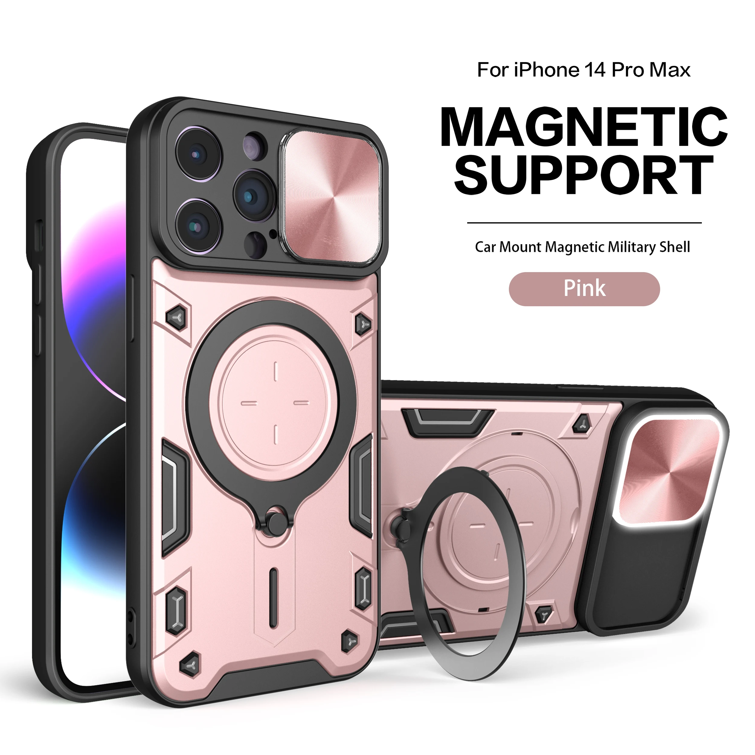 

Heavy Duty Shockproof Armor Case For iPhone 14 13 Pro MAX 12 11 XS XR 8 7 Plus Magnetic Charge Slide Camera Ring Stand Cover