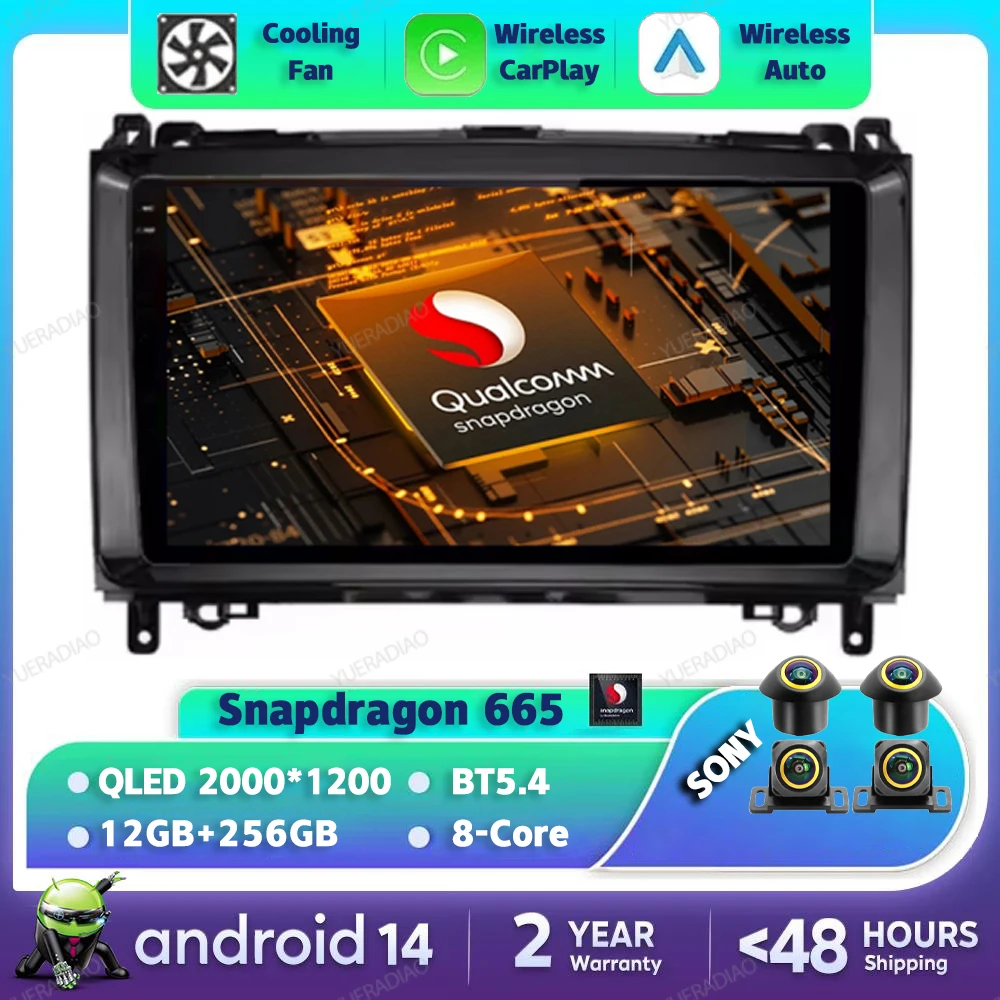 Автомобильный радиоприемник Android 14 для Mercedes Benz W169 W245 B200 W906 Sprinter W639 Мультимедийный