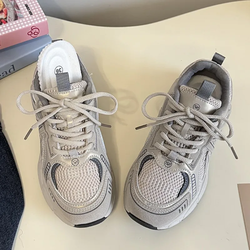 2025 женская винтажная обувь для папы на массивной платформе с низким берцем