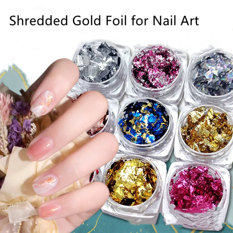 

Nail Glitter Nail Gold Foil Powder Gold Foil Silk Gold Foil Paper Fragments Super Bright Net Red Nail Decorative Stickers