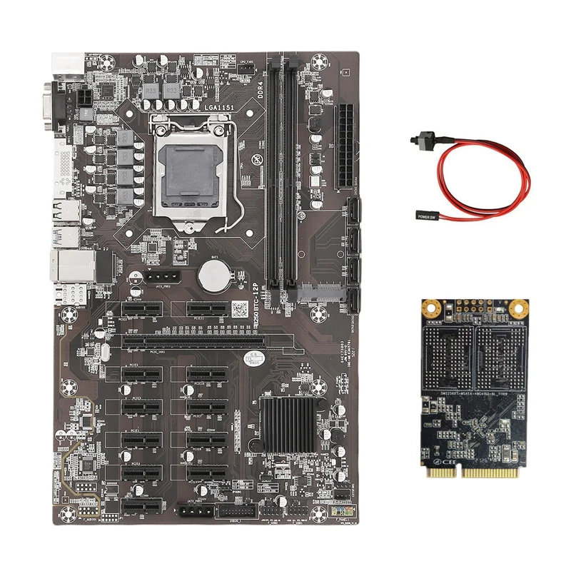 Материнская плата B250B ETH для майнинга + 128G MSATA SSD кабель переключения LGA1151 DDR4 12x слот