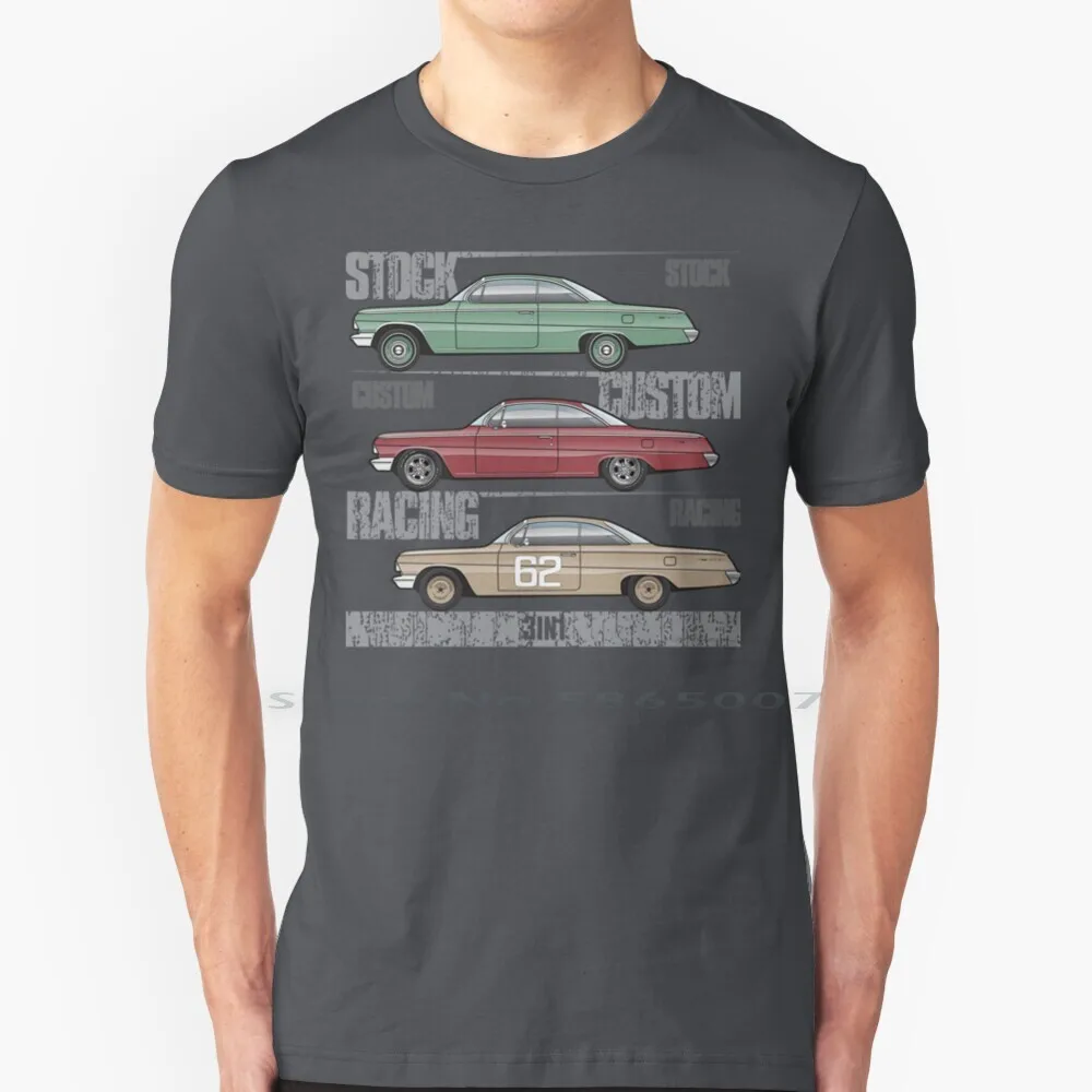 

3in1-01 T Shirt 100% Cotton 1962 Chevy Belair Bel Air Bubble Top 409 Custom Sport Coupe Hardtop Bubbletop Big Size 6xl Tee Gift