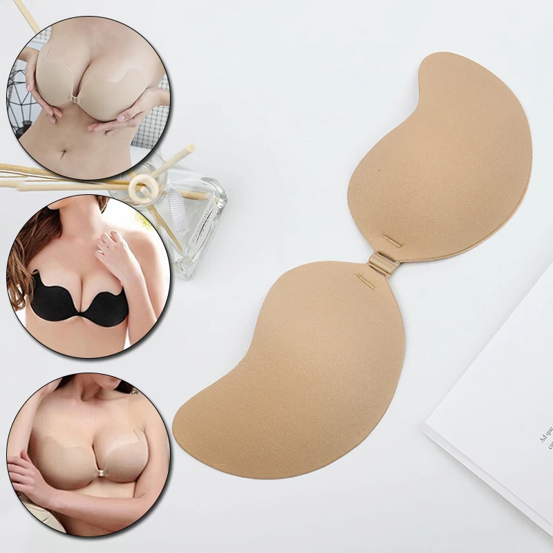 Self-Adhesive Invisible Silicone Bra Women No Shoulder Strap Chest Stickers Push Up Bust Front  Buckle Bra Underwear Party Dress