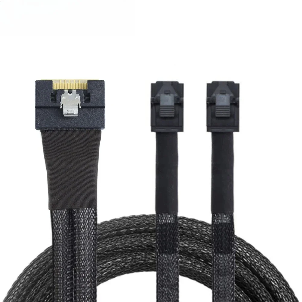 Фото Slimline PCI-Express SFF-8654 8i 74Pin PCI-E 4.0–2 x NVME Dual SAS 8643 Серверные кабели для передачи данных Mini SAS 4.0 HD Кабель 0,5 м 0,8 м 1 м №2