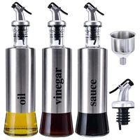 hot olive oil dispenser bottle 3pack 11oz glass stainless steel oil vinegar dispenser pouring spouts soy sauce container