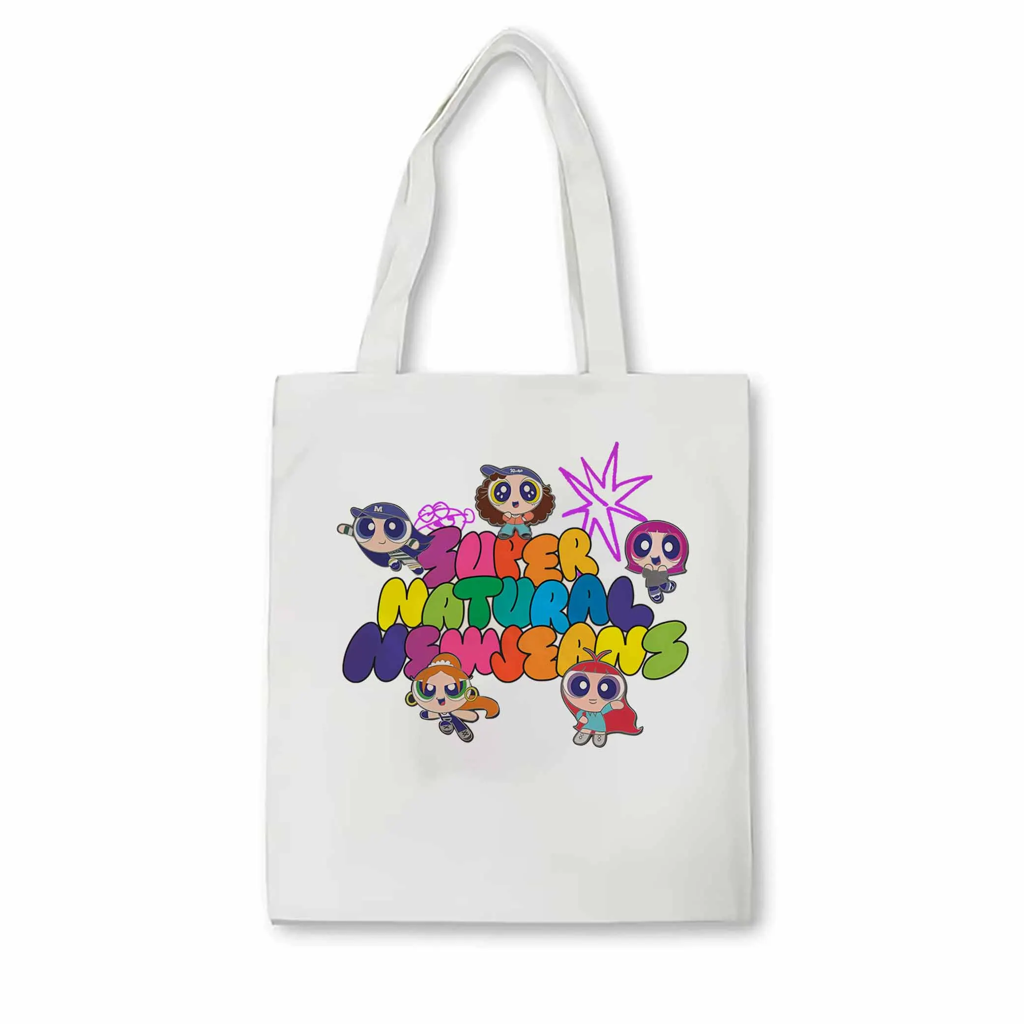 Сумка-тоут Newjeans Женская холщовая с эстетическим принтом саквояж на плечо в стиле