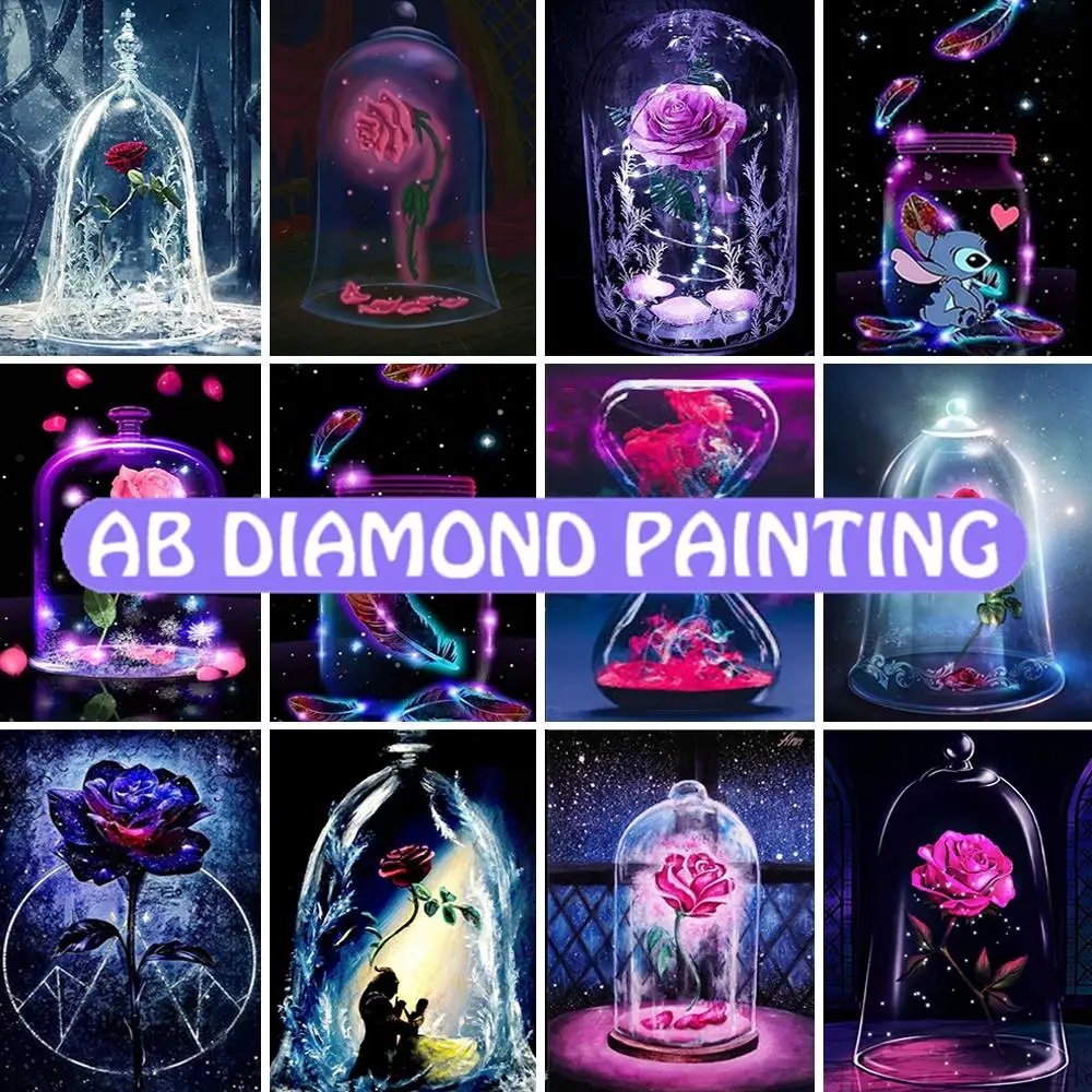 

Алмазная живопись Disney Rose AB сверло 5D Вышивка Полный Круглый/квадратный Стразы DIY домашний декор Красавица и Чудовище комплект