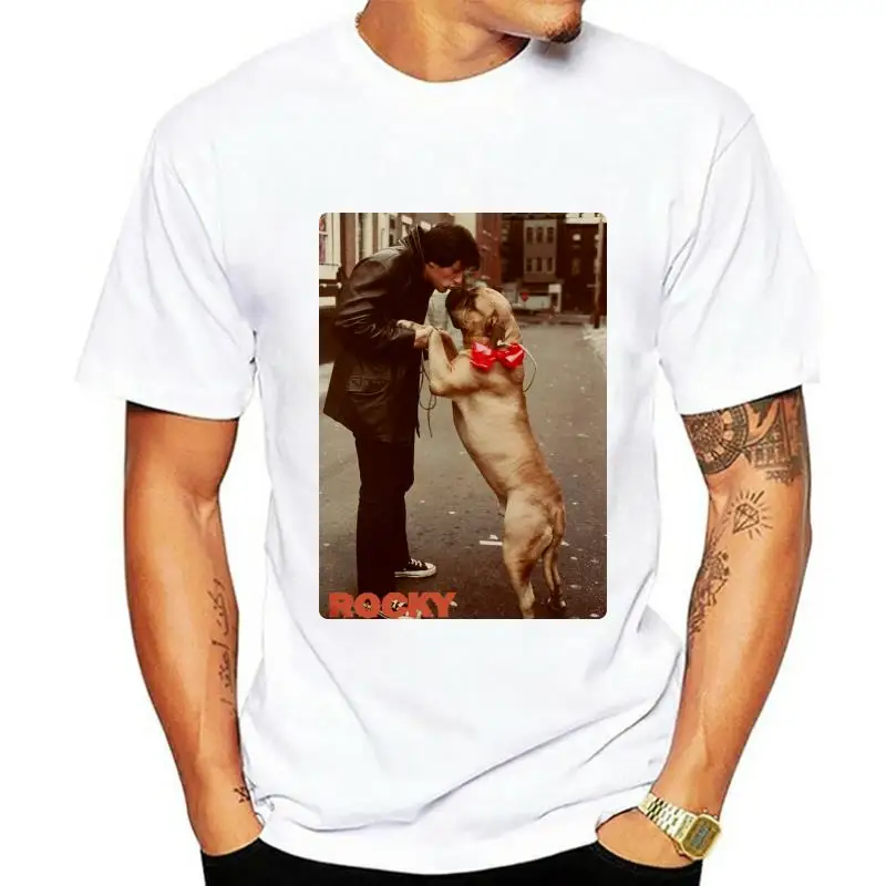 

Официальная Рокки Бальбоа, поцелуи, собака, ВИНТАЖНАЯ фотография, Мужская футболка для бокса